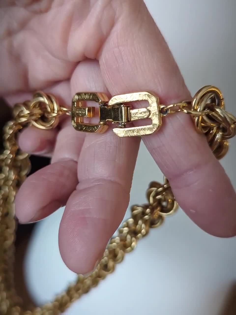 Vintage GIVENCHY Triple Link Chunky Chain Necklace | 1980s 18