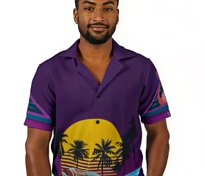 Synthwave Hawaiian Shirt: Men's 80s Retro Miami Vice Style - Etsy