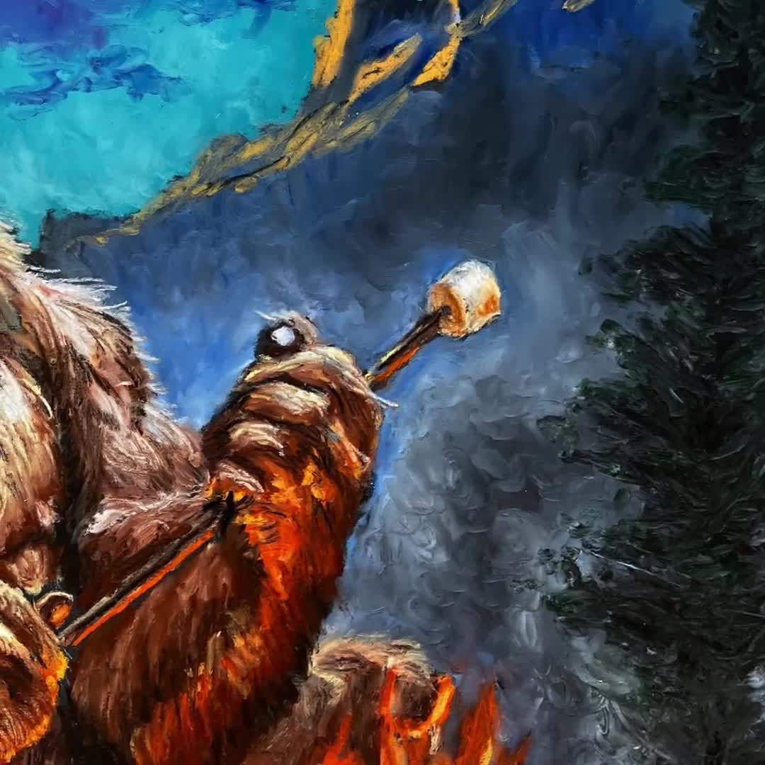 Grandpa Bigfoot- Humorous Sasquatch Wall Art Print by Artist