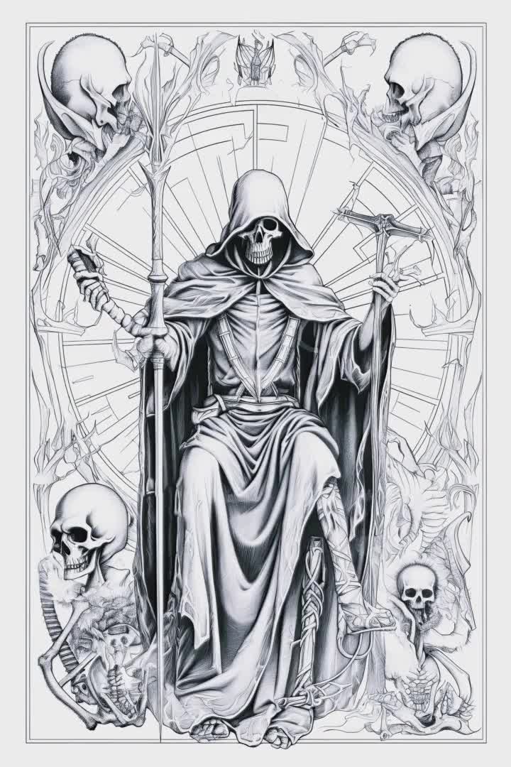 Grim reaper skull drawing Royalty Free Vector Image