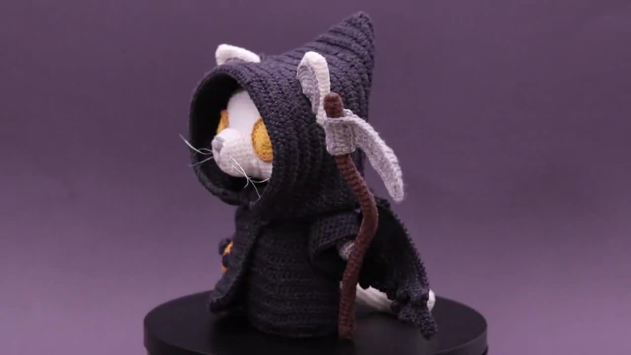 ハロウィン限定 黒猫 死神 仲良し あみぐるみ ハロウィンぺったんこ☆黒猫のセット♪あみぐるみ♡キーホルダー