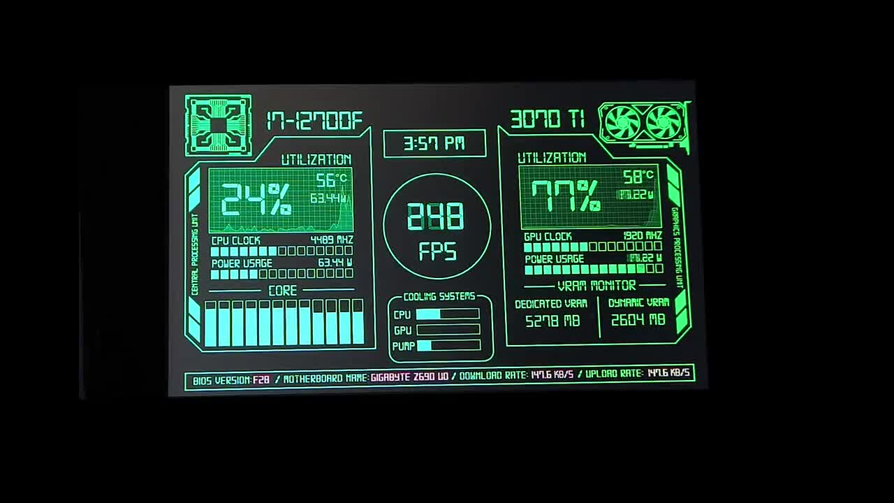 たーこさん AURA AIDA64 Sensor Panel Template | High-performance Green Neon