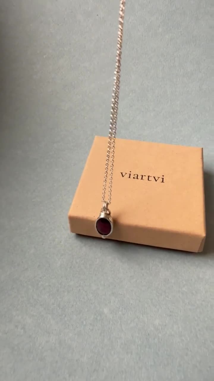 Handmade Sterling Silver Garnet Necklace: January Birthstone Pendant video poster