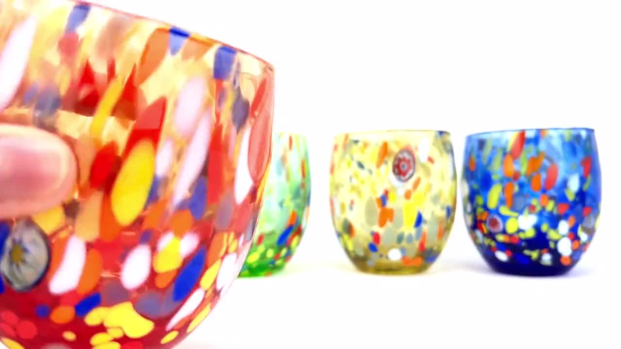 Juego de vasos de cristal de Murano, Vasos de colores, Vasos modernos,  creaciones artesanales, idea de regalo, MARCA DE ORIGEN -  México