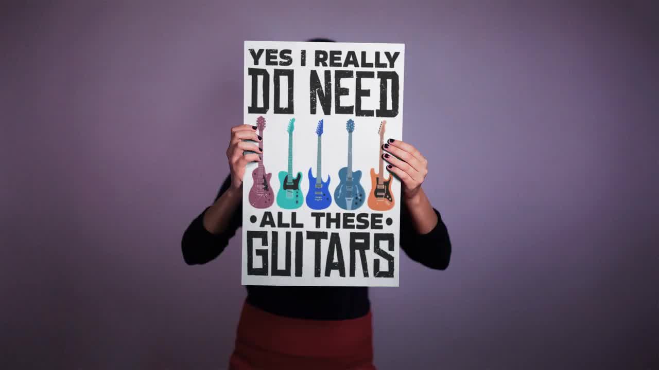 Funny Guitar Sign: Sarcastic Musician Gift, Hand Printed Aluminum