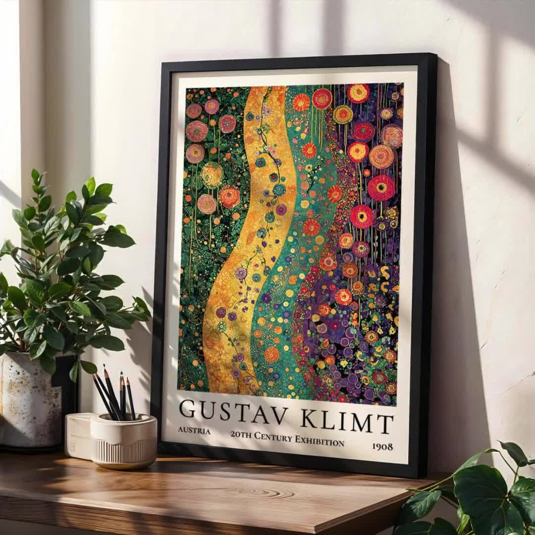 Gustav Klimt Tree of Life Poster Decorative Floral Wall Art Gold