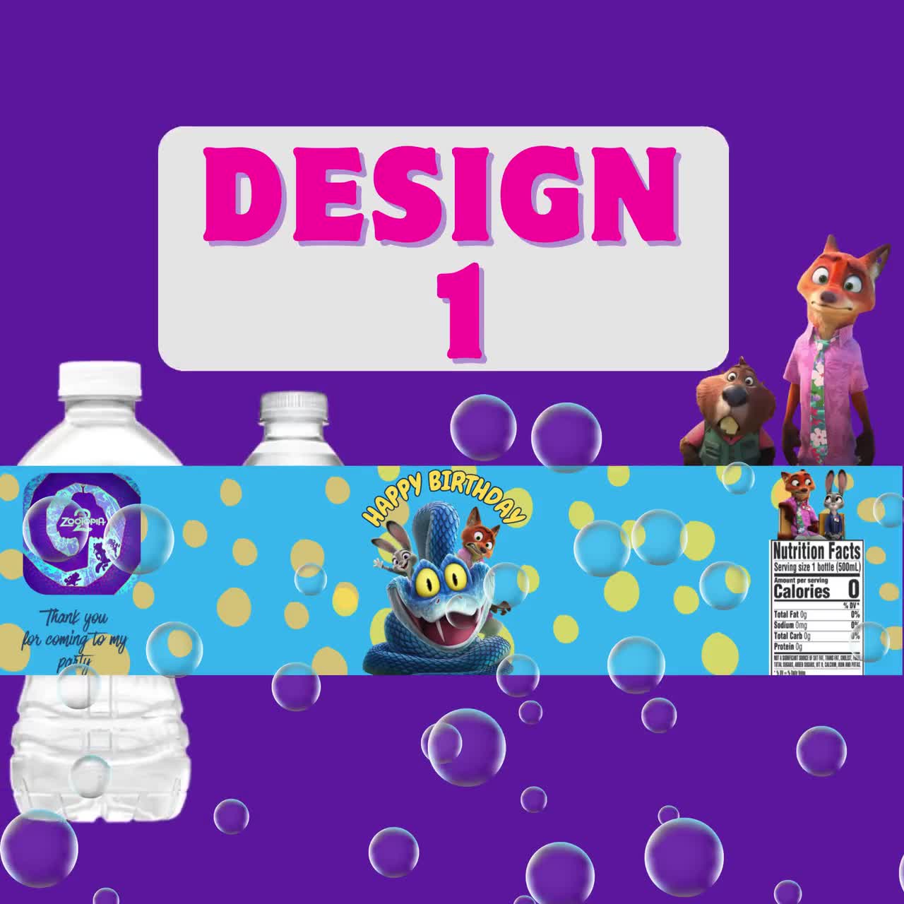 Zootopia 2 Birthday Water Bottle Labels, Gary Theme (Digital Download) video poster