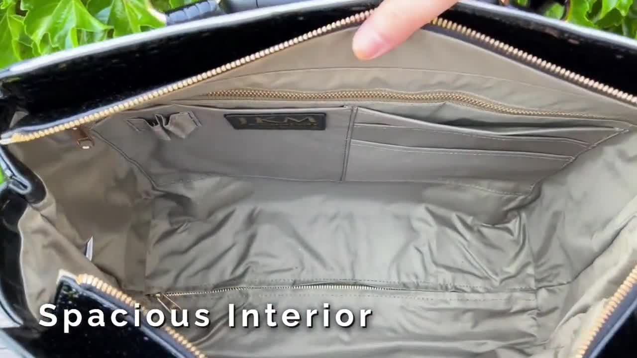 Rolling Briefcase Women | THE MONTECITO Python and Alligator Rolling iPad, Tablet Laptop Tote Briefcase or Carryall Bag video poster