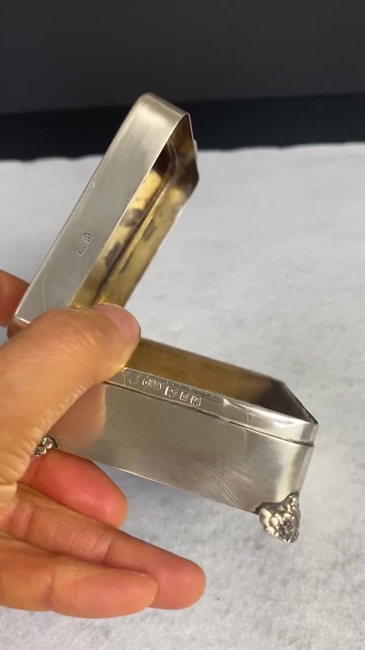 W0308 アンティーク 19世紀 スターリングシルバー 小物入れ / 磨き