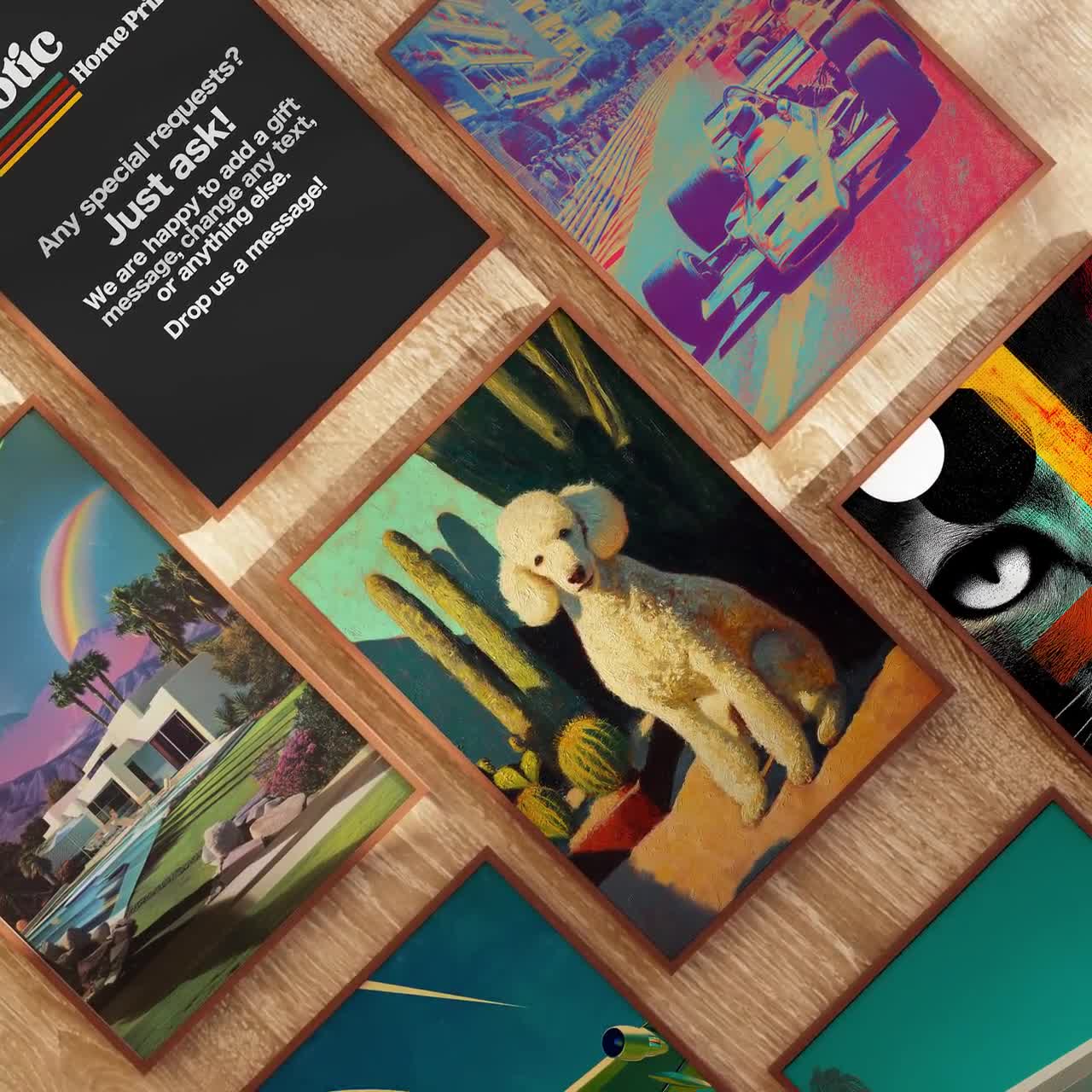 Impresión de retrato de Vizsla Harvard, suéter elegante de perro con gafas, arte mural caprichoso para mascotas video poster