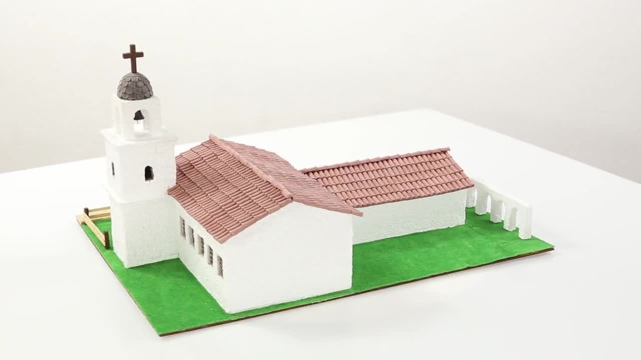 School project Miniature Bricks Dollhouse Bricks California Missions Spanish missions Model Kit Santa Cruz Mission