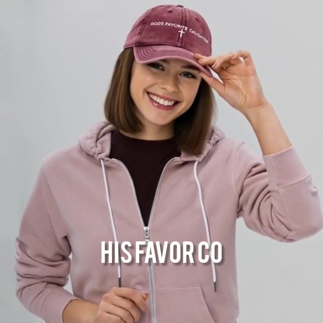 God's Favorite Daughter Hat, Christian Embroidered Baseball Cap for Women, Vintage Wash Dad Hat, Faith Based Gift, Religious Aesthetic video poster