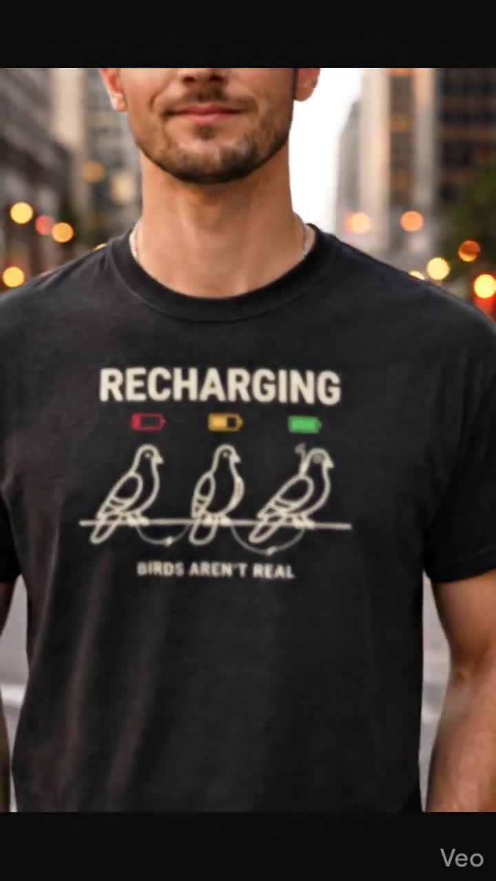 Camiseta "Los pájaros no son reales", camiseta divertida de teoría de la conspiración, camiseta de dron paloma recargable, meme de vigilancia gubernamental, regalo viral divertido video poster