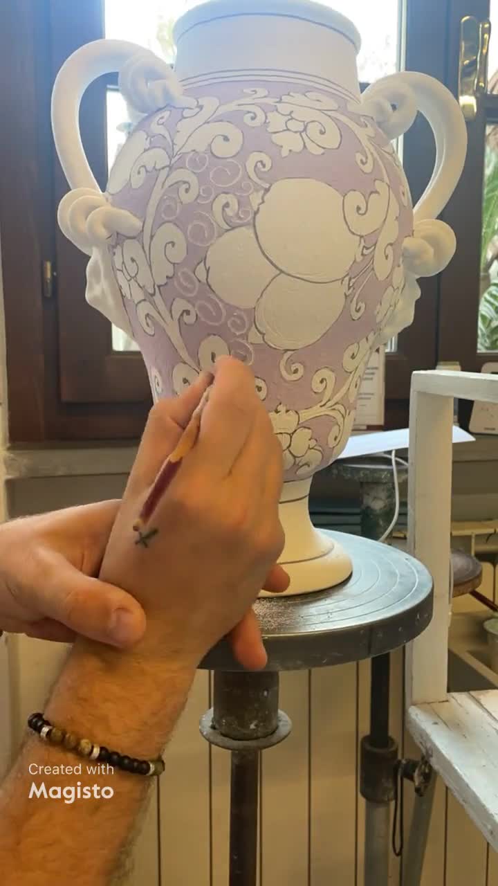 イタリア製陶器製壁掛け時計 レモンが描かれた手描きの飾り イタリア製