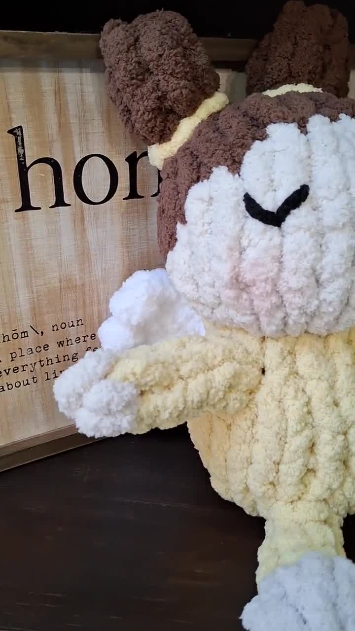 Chunky Knit Guardian Angel toy doll stuffed soft chenille finger knit plushie video poster