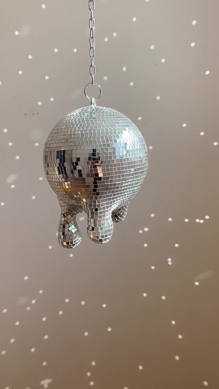 Melting Drippy Disco Ball Gold Pot Mirrored Melted Designs Metallic Home  Decor 