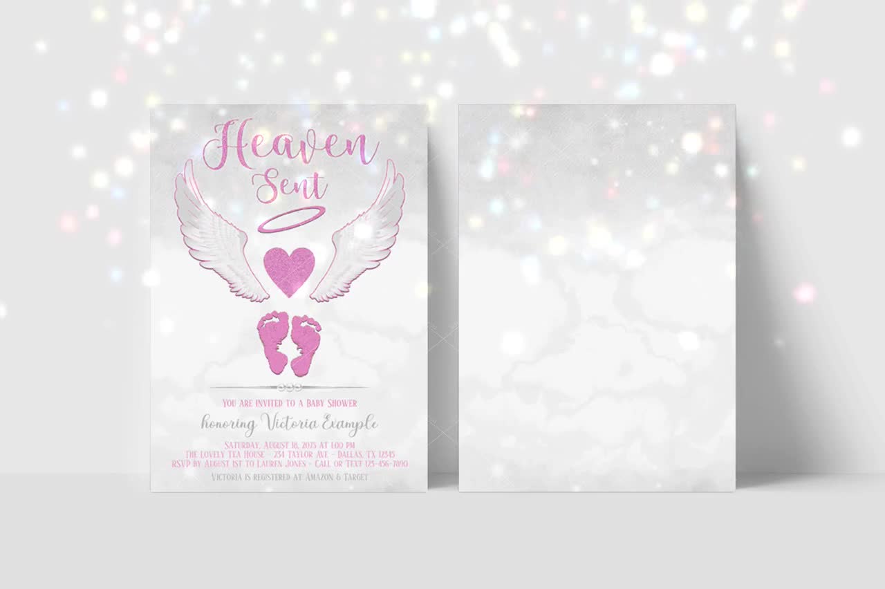 Angel baby shower store invitations