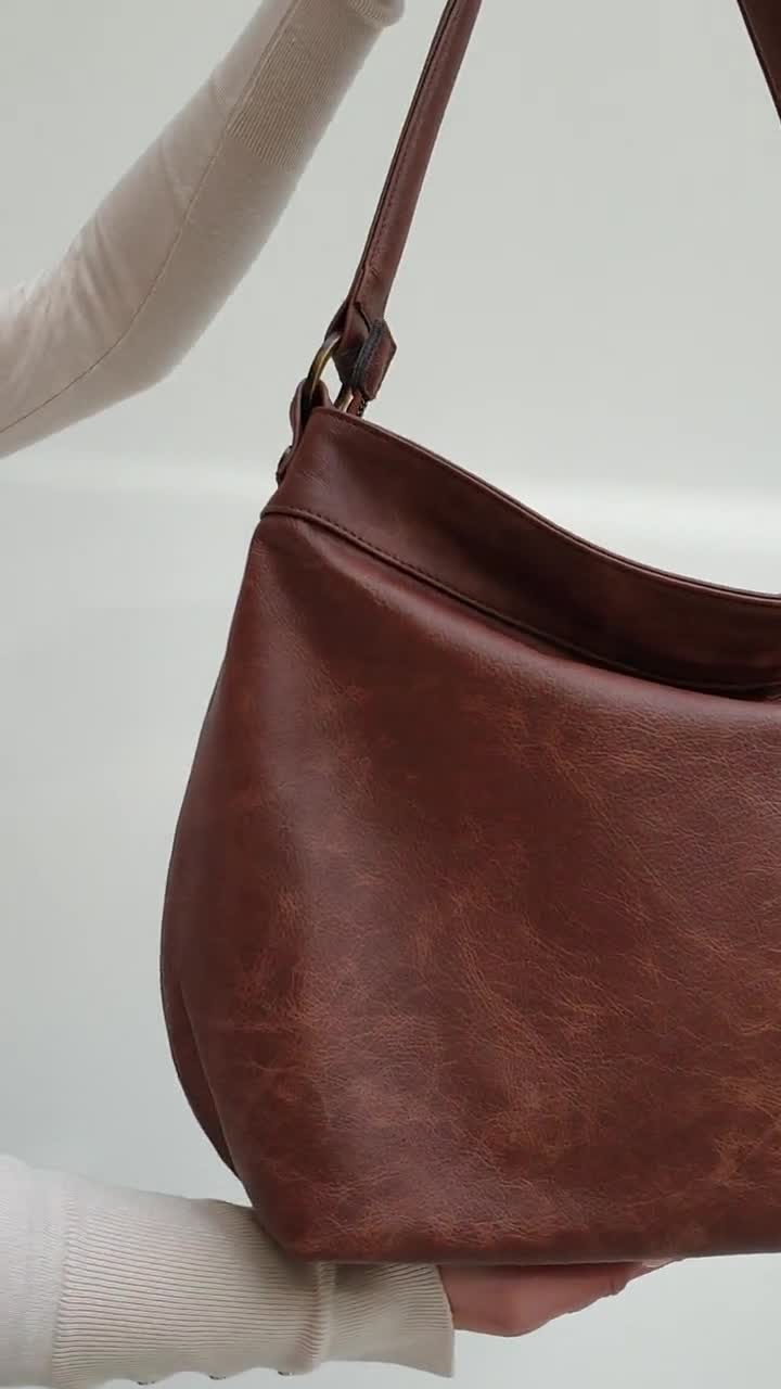 Large Grey Helen Hobo Purse - Soft Leather Bag