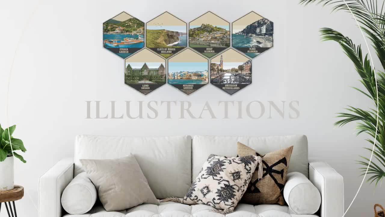 ワシントン DC 六角形キャンバスイラスト (Printed Marketplace 提供