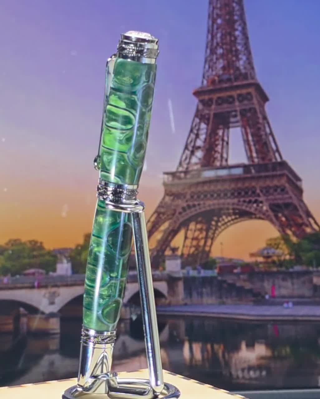 Handmade Green & White Crop Circles Resin Rollerball Or Fountain Pen ART 1597 Engravable Groomsmen Retirement Graduation Gift Custom video poster