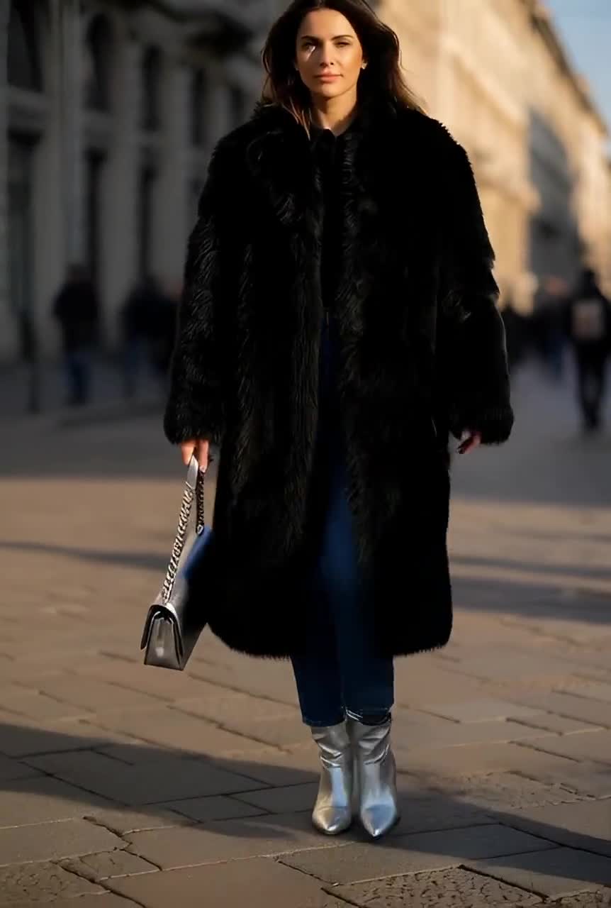 Vintage Black Sheepskin Long Chunky Fur Mob Wife Coat, Size XL - Etsy