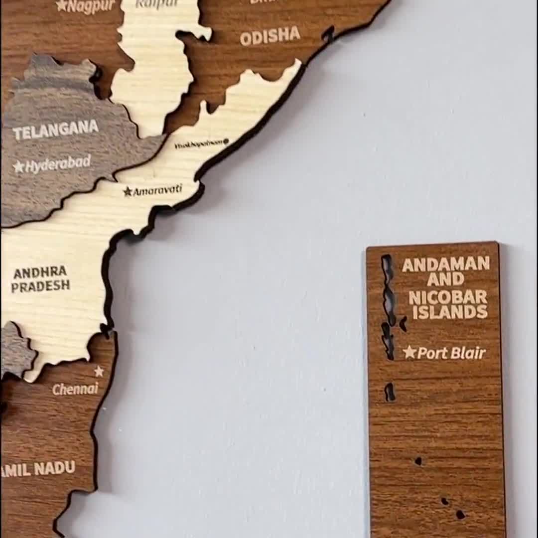 Wooden India Map Wall Art 3D New Delhi Push Pin Travel Gift Unique  Christmas Souvenir 