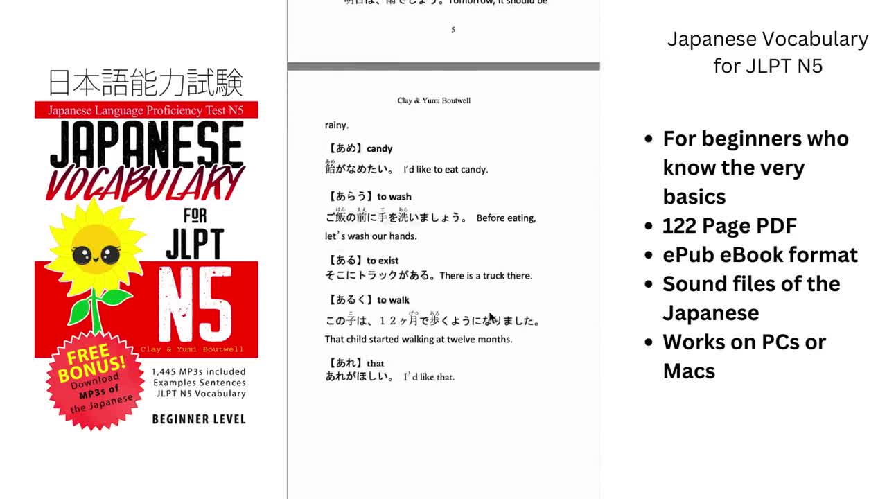 JLPT N5 Vocabulary - Japanese Vocab for Beginners [ebook + Sound