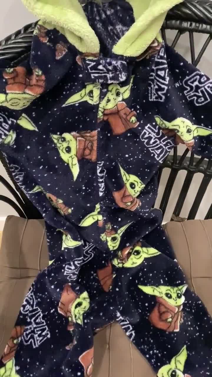 Onesie Baby Yoda Boy Pajamas Grogu Baby Yoda Kigurumi Kids Velour Onesie Star Wars Mandalorian Hooded  Costume 4-5 Years 104-110 Cm Unisex Pajamas