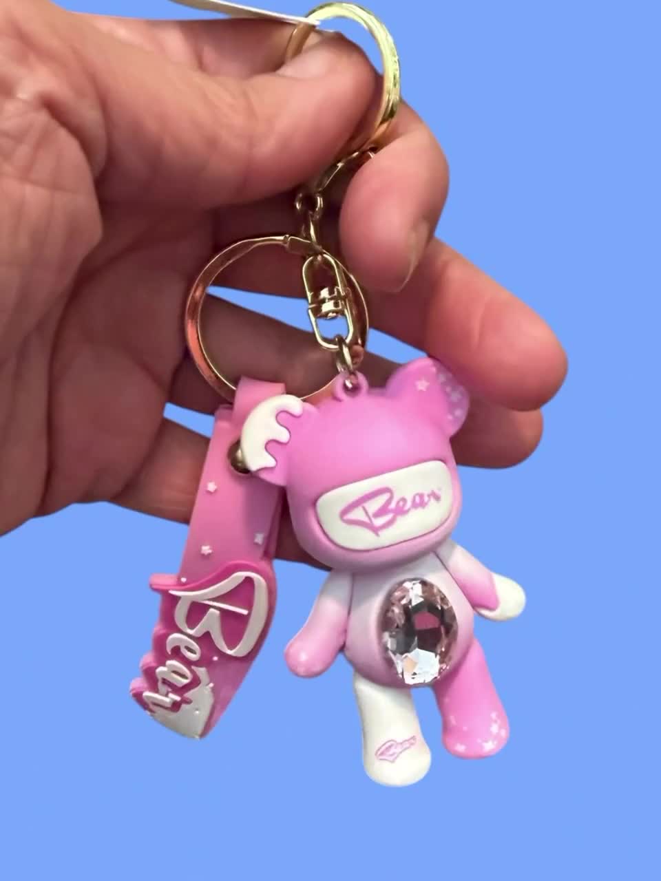 Minnie Mouse Keychain | Streetwear Minnie in Hoodie | Cute Bag Charm with Wrist Strap | Blue Keyring | Theme Park Accessory | Gift for Mouse video poster