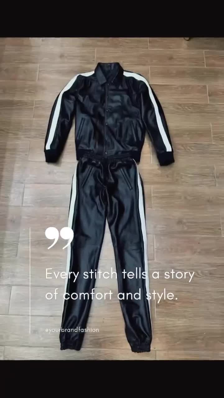 Männer Brayden Premium Leder Trainingsanzug - Jogging Style Geniune Leder Trainingsanzug Sweatsuit - Schwarz & Gelb video poster
