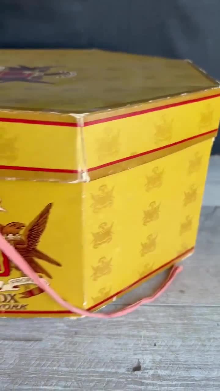 Vintage 1950s Knox Hat Box - Yellow Octagon Hatbox - Etsy