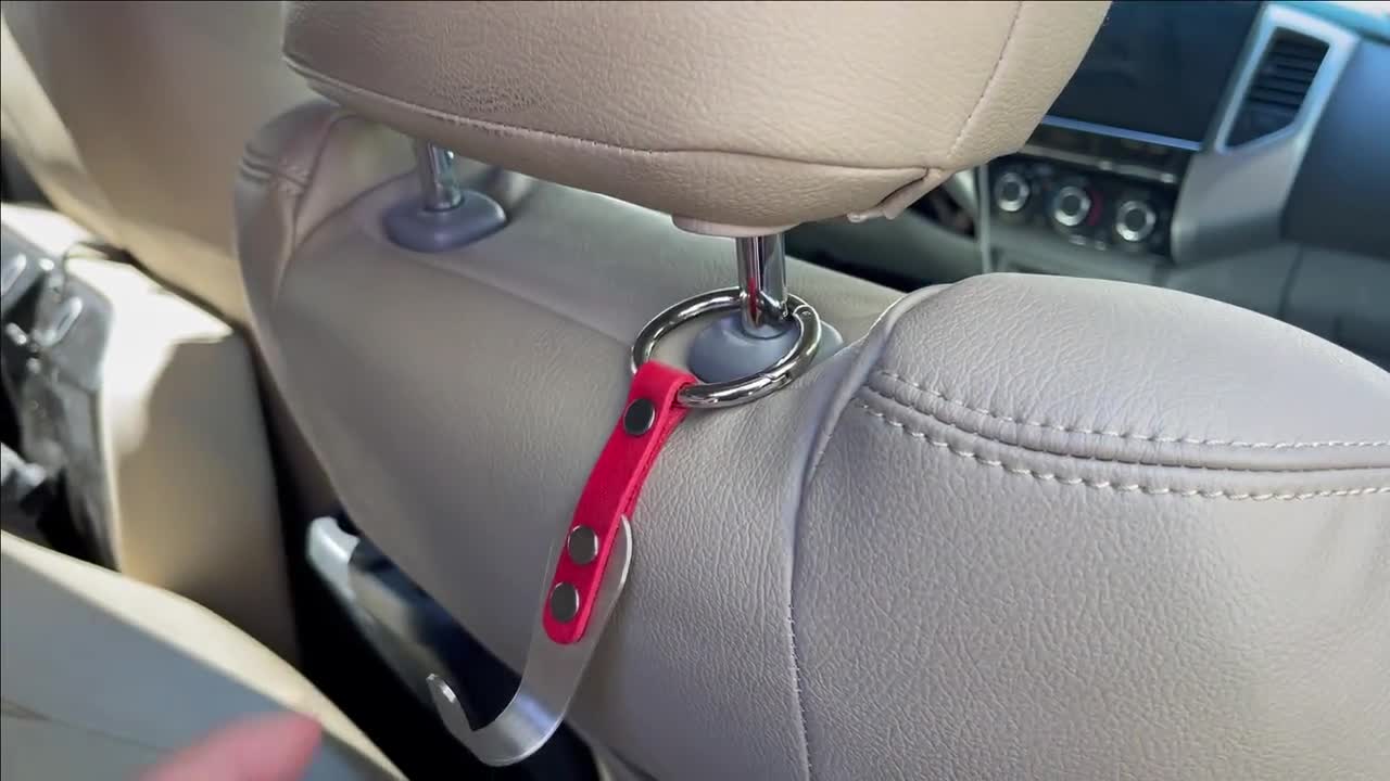 Car Headrest Hook Hanger Purse Premium Leather Stainless Steel Car Seat Head  Rest Storage Organizer Handbag Compatible With Car Hook 
