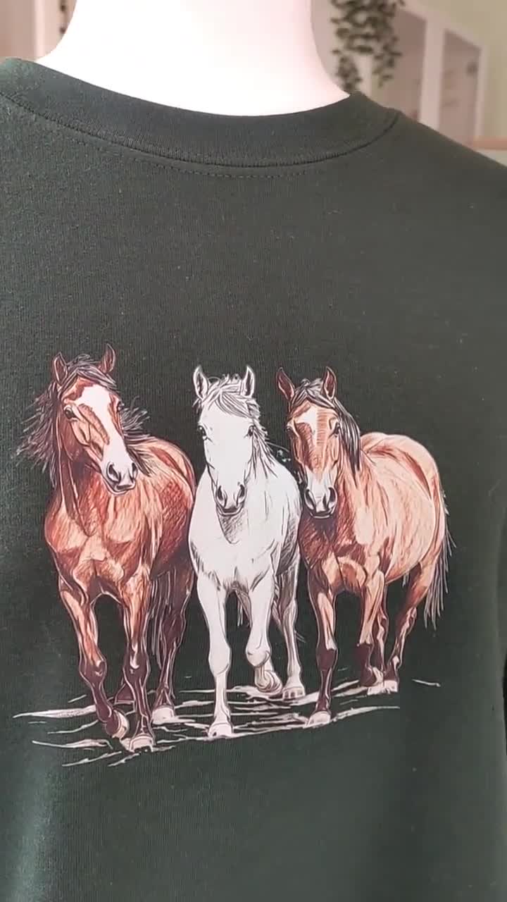 90s Vintage Horse Sweatshirt: Western Equestrian Crewneck, Boho