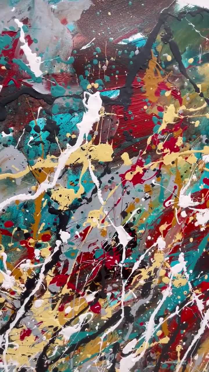 Extra Large Size Jackson Pollock Style, Drip Style Modern Art, Abstract Art On Canvas, Original Pollock Inspired Wall Decor Piece, Wall Art video poster