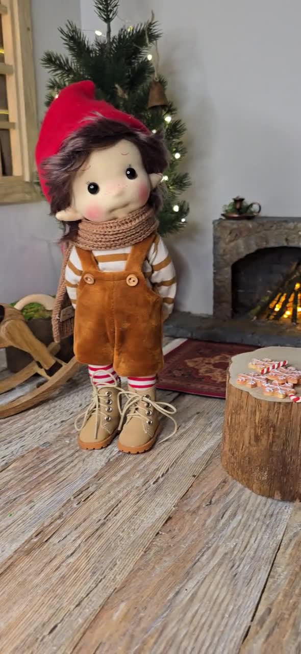 Gingy Christmas Elf-Advent elf,mischievous elfdoll-Full mobile doll,Waldorf doll inspiration,Doll for collectors,gift doll,Art and Doll video poster