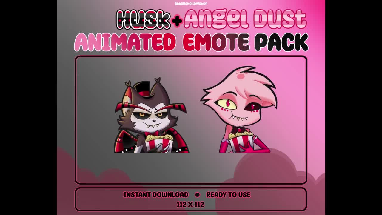 Animated Hazbin Hotel | Husk & Angel Dust Premade Emote Pack (2) | Twitch  Emotes | Discord