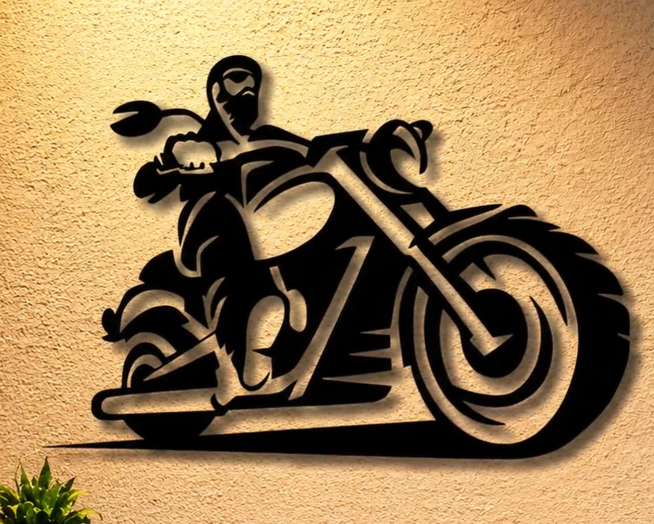 PRADO 150 silhouette frame｜レーザー彫刻アート Motorcycle Rider Dxf Svg Png Files Wall Art Files, CNC Plasma