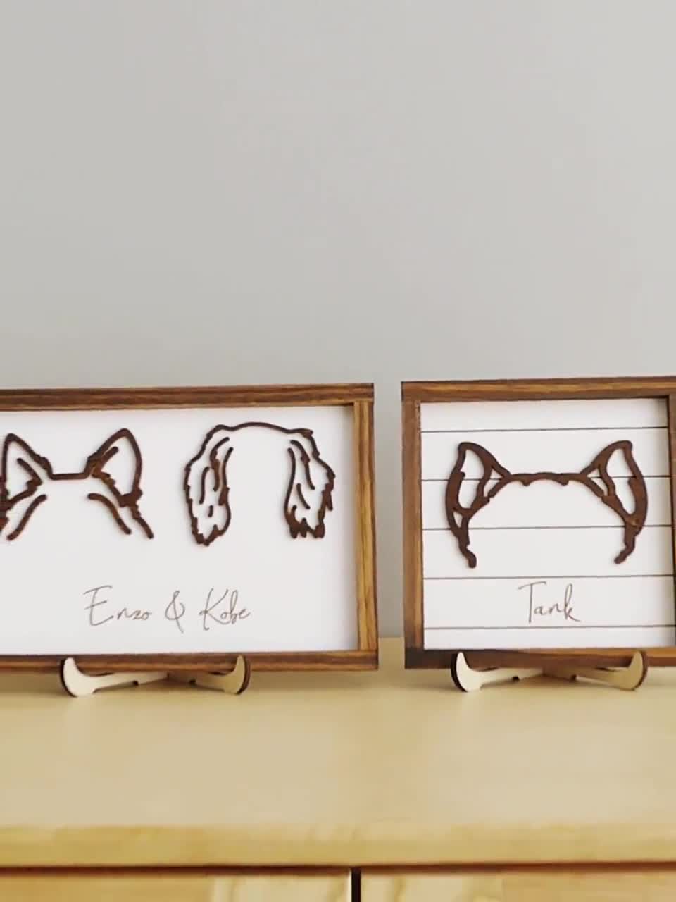 犬の耳の額入りアート | カスタム犬の耳の線画額入りアート作品