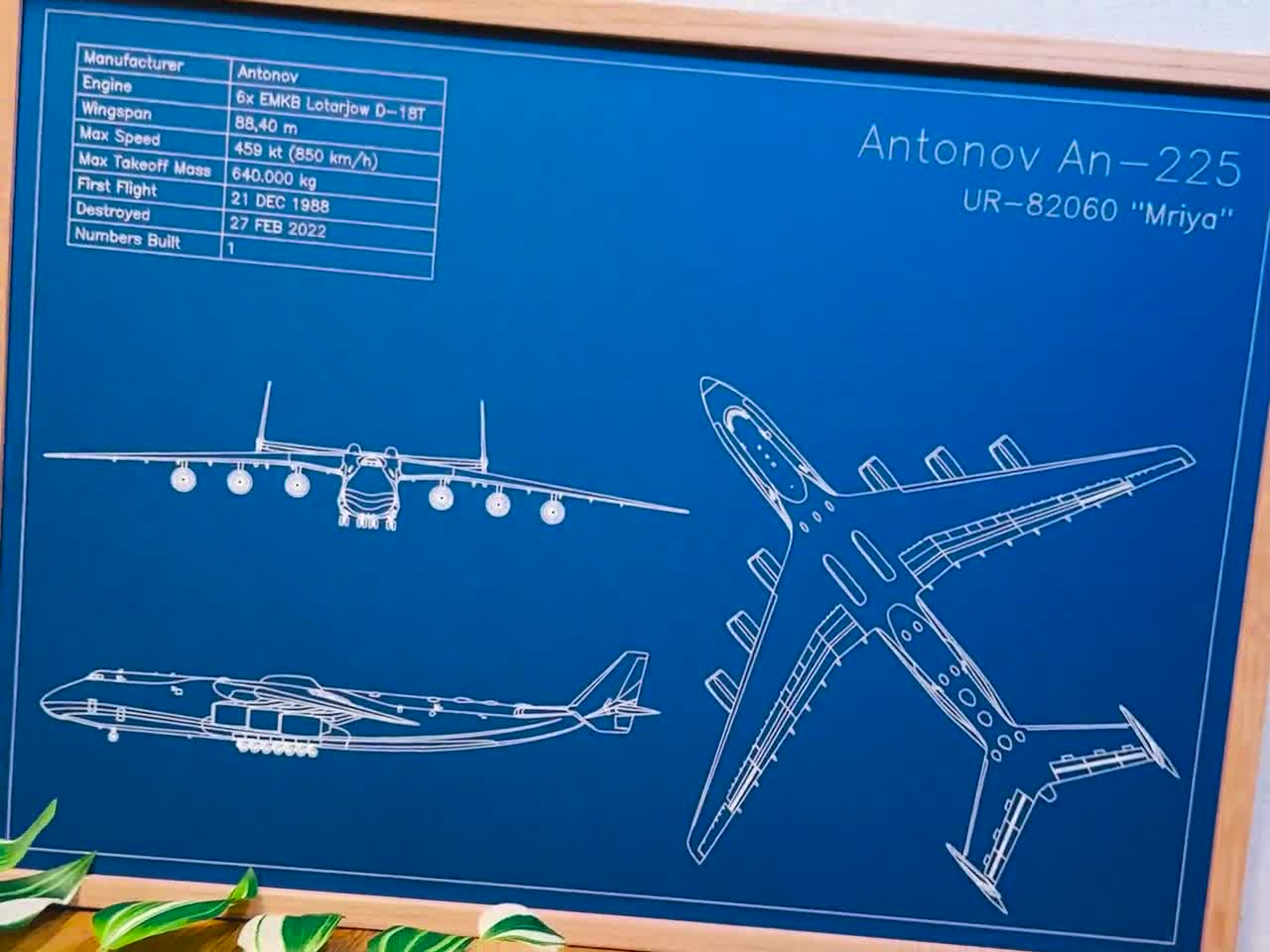 Antonov An-225 Mriya Blueprint | DIN A3 Aircraft Blueprint Poster