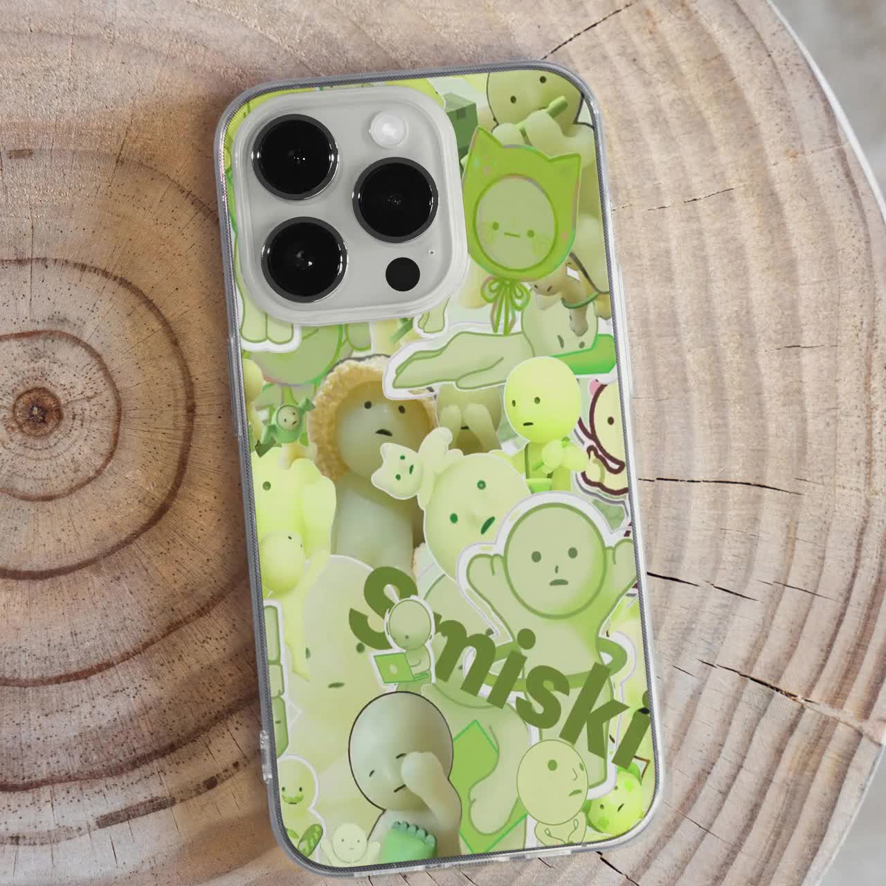 Smiski Phone Case - Japan Cute Green Figurine Art Gift Cover for