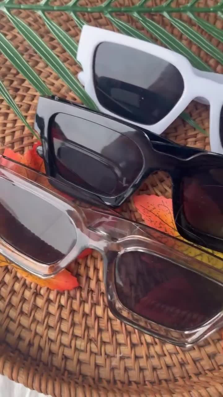 Gafas de sol cuadradas para mujer y hombre, con montura gruesa cuadrada, estilo de diseñador sencillo. video poster