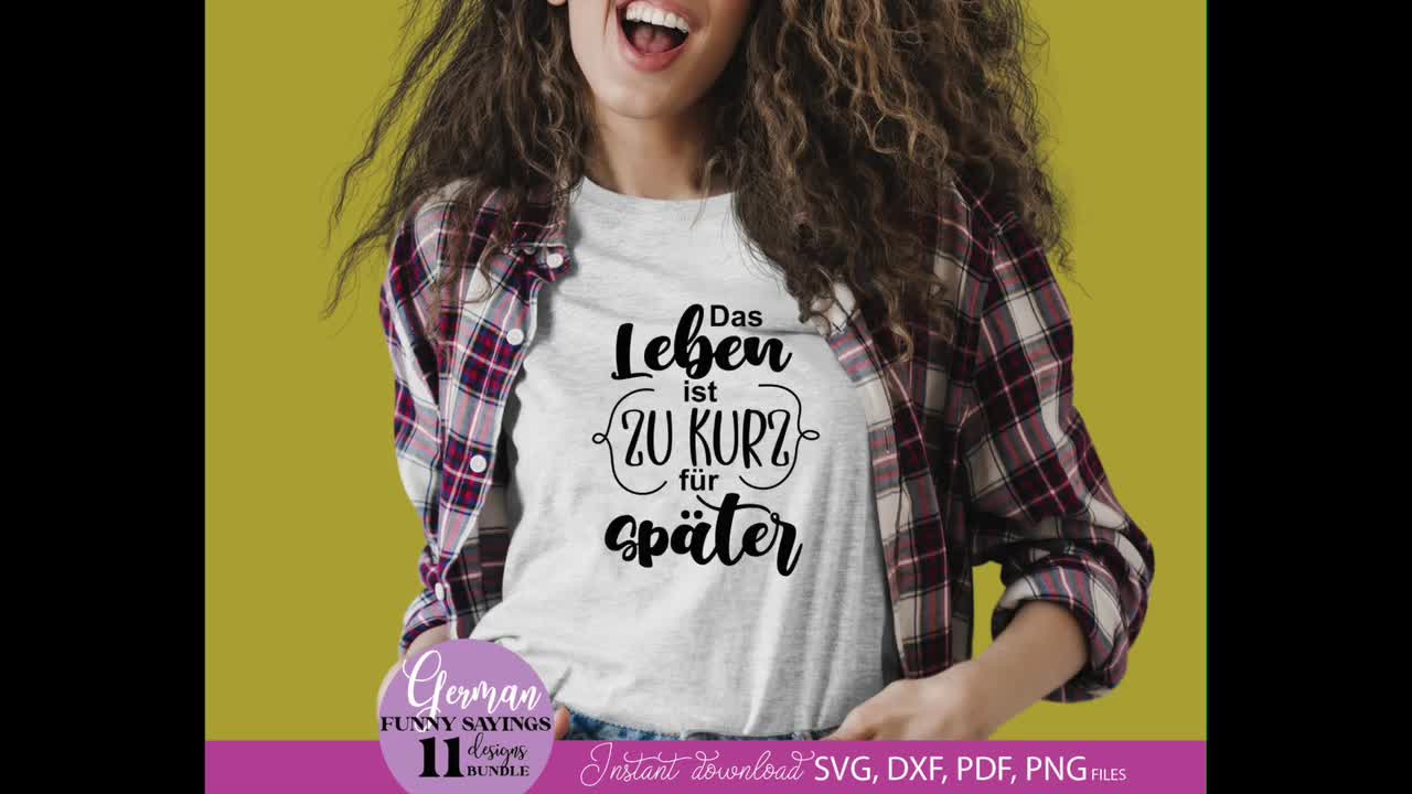Lustige Sprüche SVG Bundle, Deutsch Plotter Datei Set Humor Design, Tasse Shirt Geschenk DIY Spaß video poster