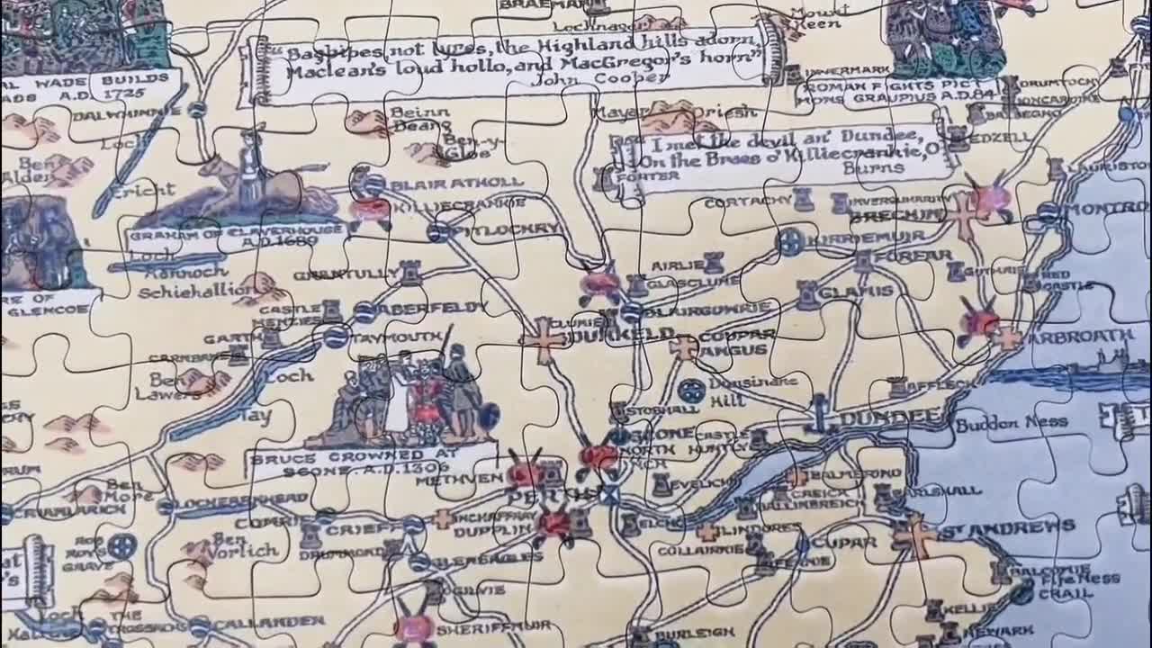 Historical Map of Scotland | L.G. Bullock & John Bartholomew and Son Ltd. Edinburgh | 1000 piece adult jigsaw puzzle video poster