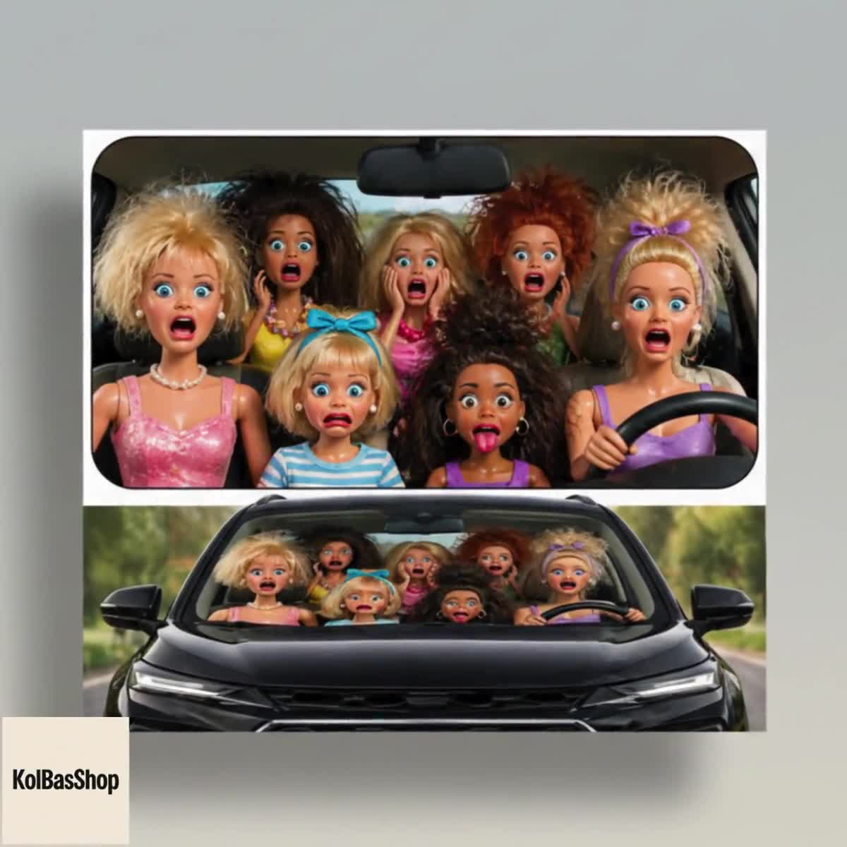 Funny Doll Meme Car Sun Shade, Girls Reaction Windshield Sunshade