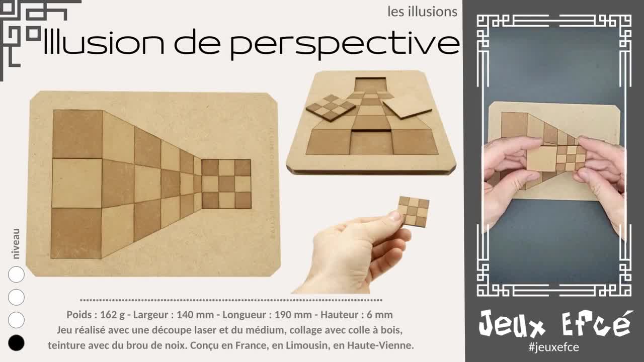 Optical Illusion Wooden Game, Perspective Illusion 