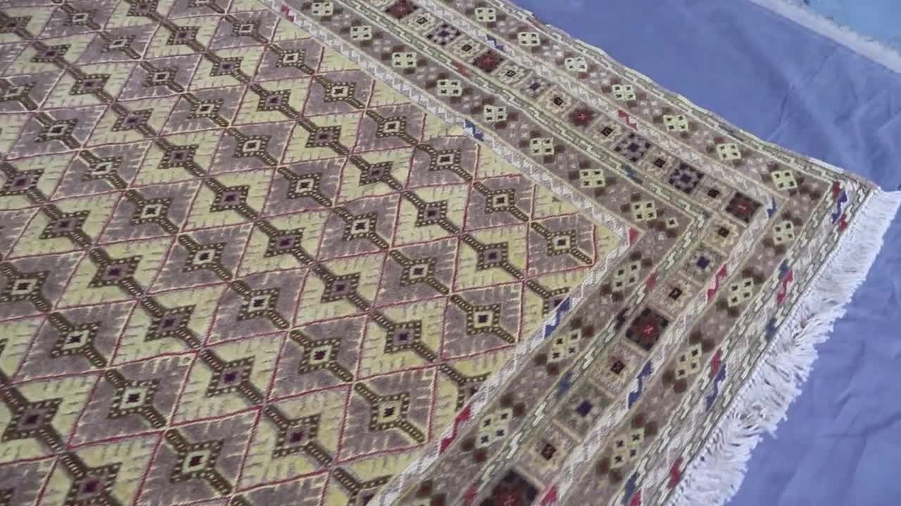 5x7 ベージュ ヴィンテージラグ、天然染料アフガンラグ、ハンドメイド
