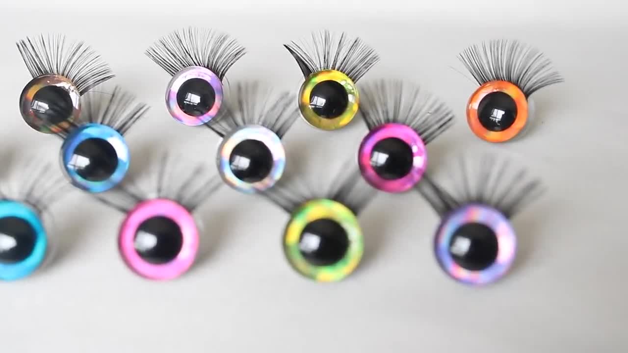 Sratte 120 Pcs Safety Eyes 12mm-20mm for Amigurumi with 10 Pcs Eyelashes,  Colored Glitter Eyes with Fake Eyelashes for Doll Crochet Toy Stuffed  Animal