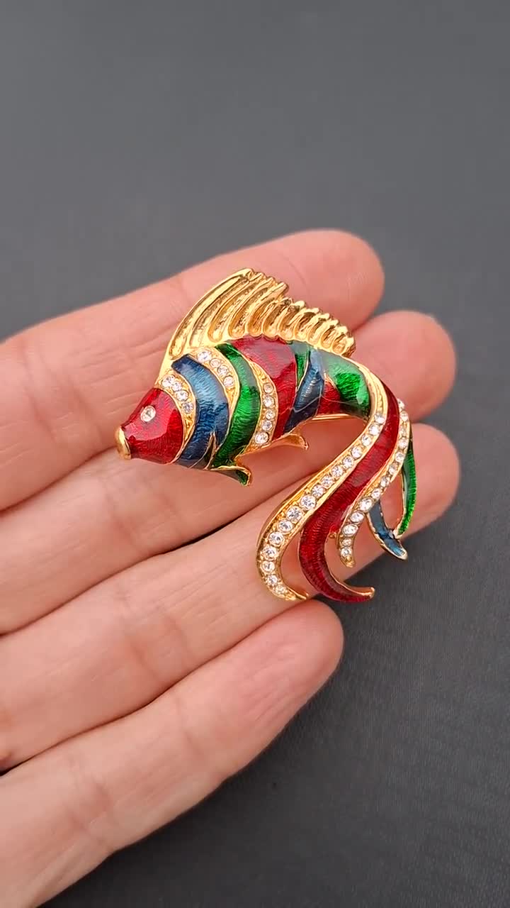 Carven - Vintage Fish Brooch - Etsy Israel