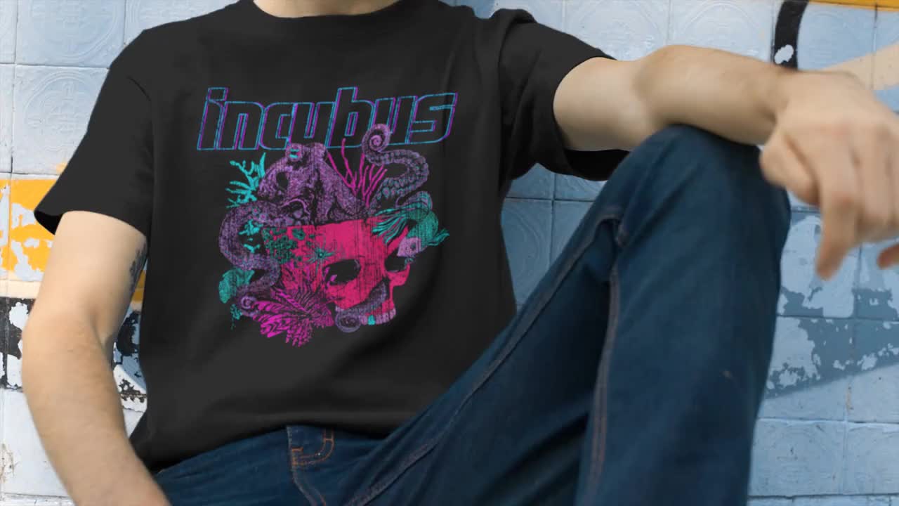 Incubus Camiseta para hombre Skull Aquarium Alternative Rock Band Merch Alt  Grunge Music Concert Tour Tee Octopus Water Logo Mercancía oficial