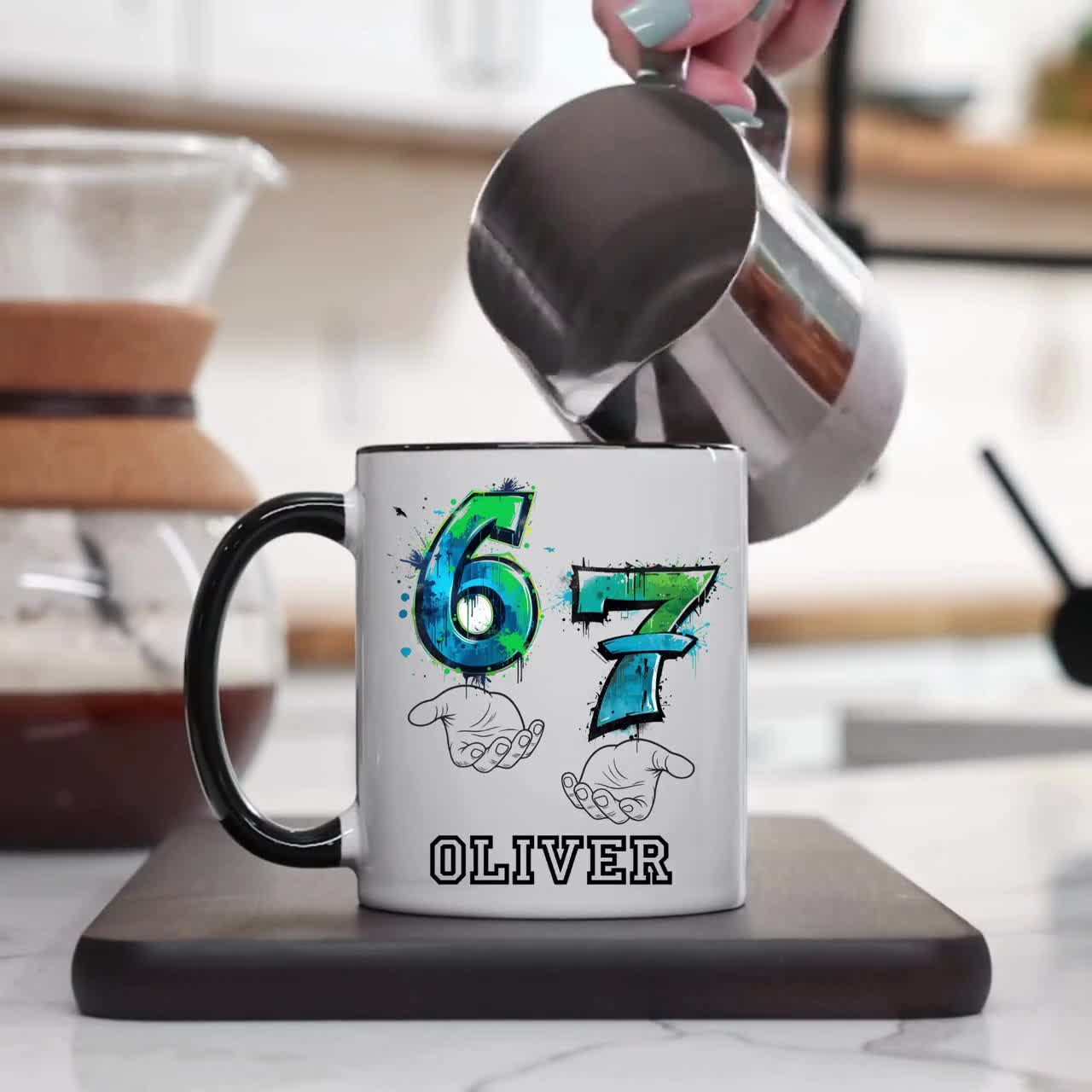 Personalised 6 7 Six Seven Meme Mug, Viral Six Seven Coffee Cup